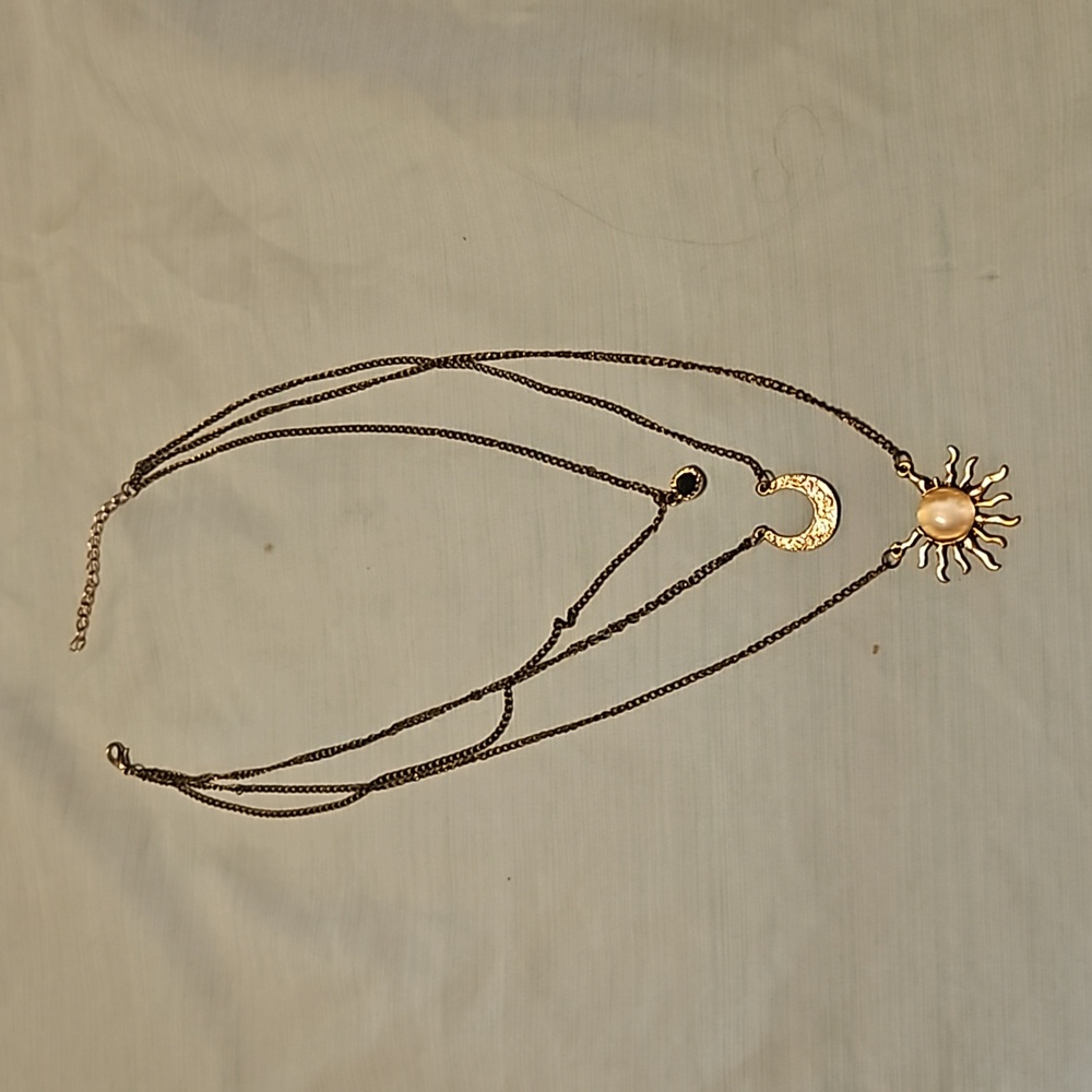 Three necklace moon stone and sun chin is 18 in - Picture 2 of 2